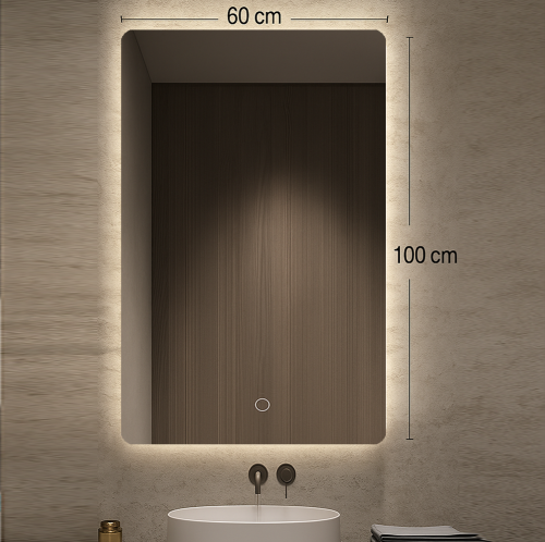 مرايا حمام مضيئة قياس 100*60 ليد 3 الوان