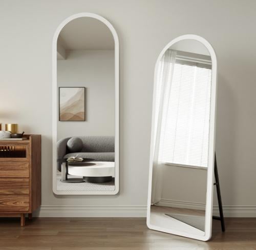 مرآة أرضية مقوّسة من خشب أبيض مقاس 60* 160