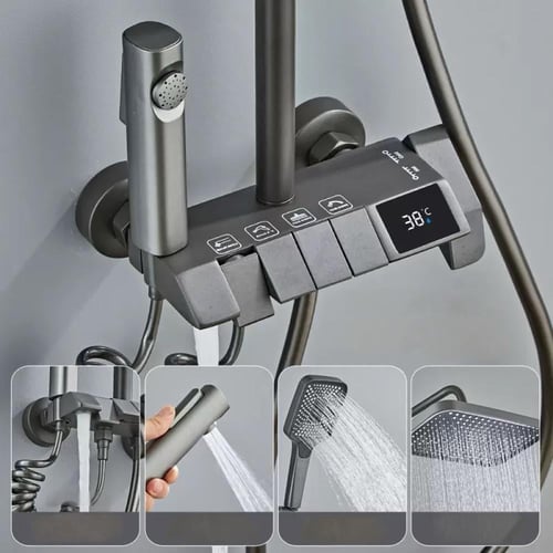 خلاط رأس دش شاور مطري كامل بيانو رصاصي