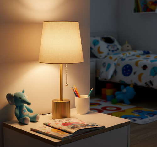أباجورة طاولة ذهبية مودرن بمفتاح سحب | مصباح جانبي...
