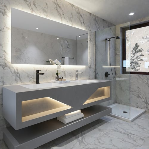 مغسلة مجالس رمادي حوضين باضائة 150سم