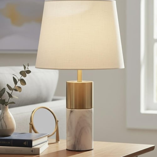 ابجورة طاولة ذهبي رخام ابيض