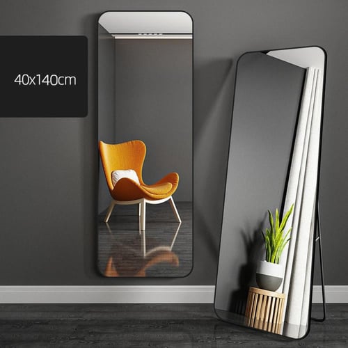 مرآة أرضية أسود مع حامل قياس 50-160 سم