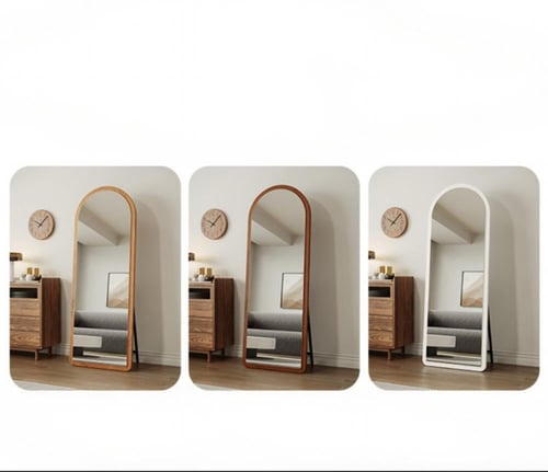مرآة أرضية مقوّسة من خشب أبيض مقاس 60* 160