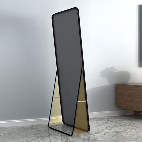 مرآة أرضية أسود مع حامل قياس 50-160 سم