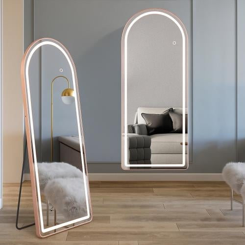 مرايا طويلة روز قولد مع اضاءة ستاند حامل مقاس 160*...