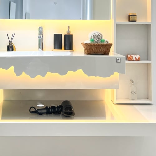 مغسله فخمه باضاءة لون ابيض مقاس 120سم 3040-W