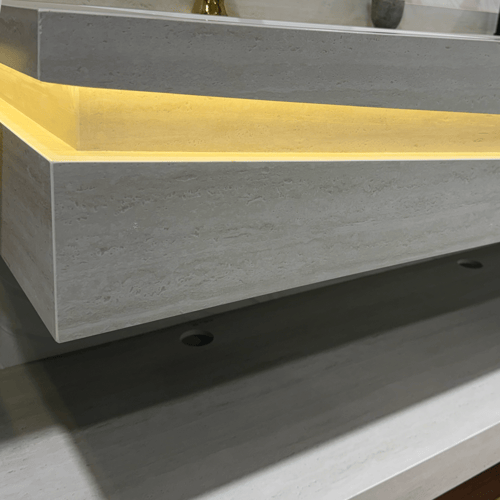 مغسله فاخرة حوضين رمادي مطفي 150سم