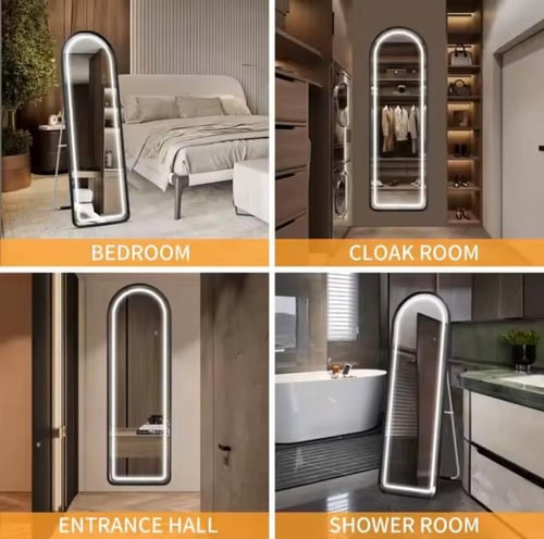 مراية طولية سلفر مع اضاءة ستاند حامل مقاس 160*60