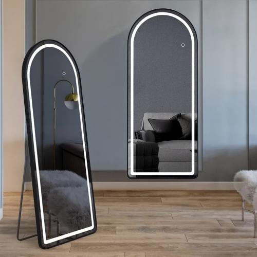 مرايا طولية اسود مع اضاءة ستاند حامل مقاس 160*60