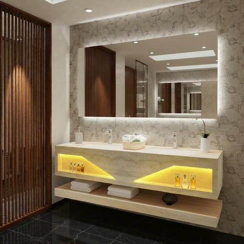 مغسلة مجالس حوضين باضائة 150سم