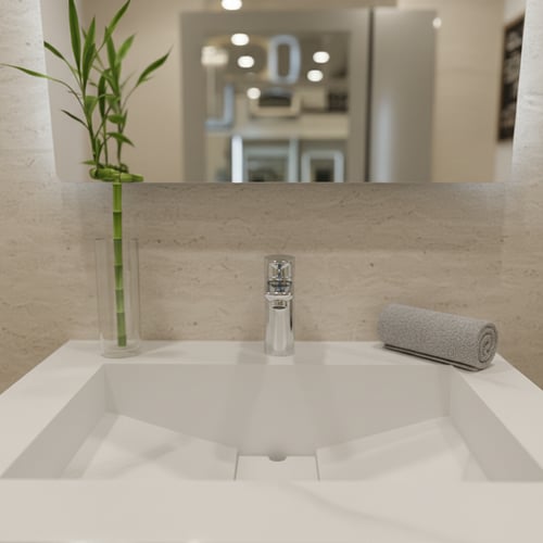 مغسله ضيوف صغيرة عروق رمادي