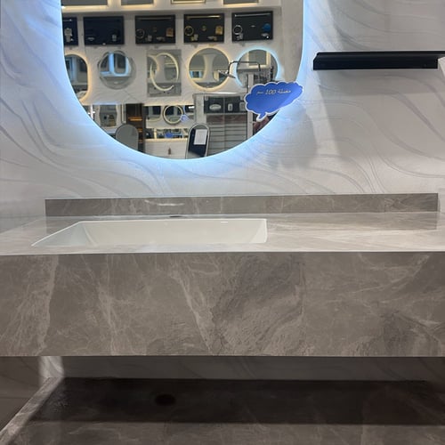 مغسلة رمادي رصاصي قياس 100 سم مع 3 ارفف ومرايا مضي...