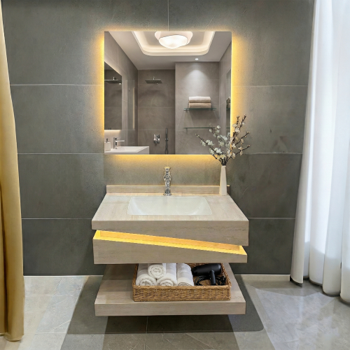 مغسلة حمام 80سم رمادي مطفي