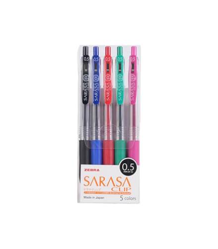 مجموعة اقلام 5 حبات ZEBRA SARASA CLIP