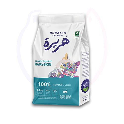 هريرة طعام جاف للقطط للعناية بالشعر والجلد 4 كجم