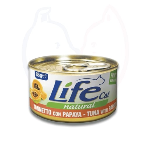 طعام القطط الطبيعي المعلب بالتونا والبابايا للقطط...