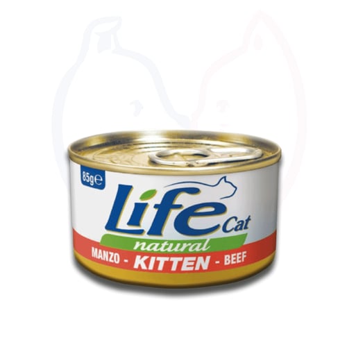 طعام القطط الطبيعي المعلب باللحم البقري من لايف كا...