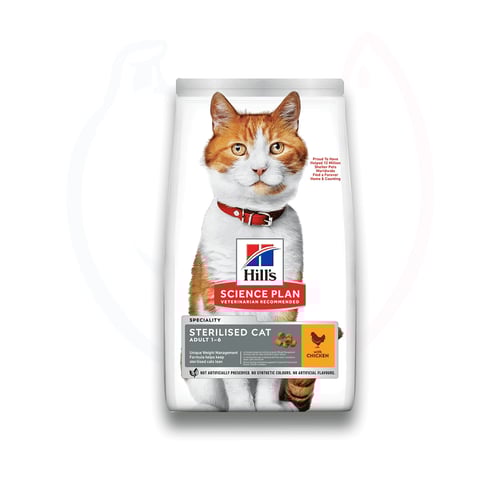 هيلز طعام جاف للقطط المعقمة البالغة بنكهة الدجاج 1...