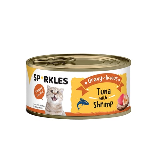 سباركلز طعام رطب للقطط تونة وروبيان في المرق 80 غر...