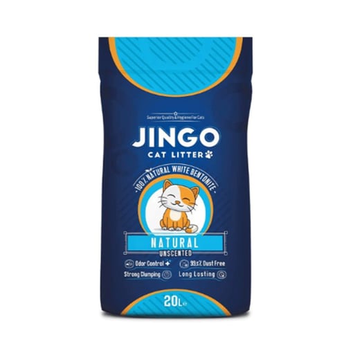 جينغو تراب فضلات القطط بالبنتونيت الأبيض الطبيعي –...
