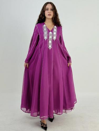 جلابية كلوش بتطريز لونين