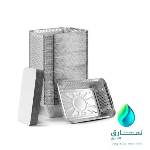 صحن قصدير مع الغطاء يحمل نص حبة دجاج مع رز الرابطة...