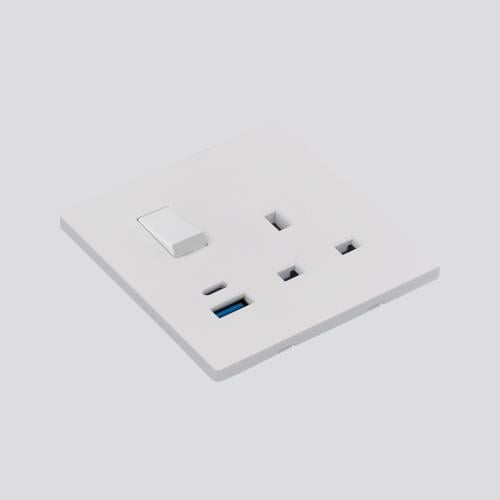 مقبس ثلاثي 13A + USB +مقبس يو اس بي+مقبس شاحن