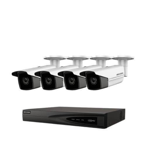 باقة 4 كاميرات IP بدقة 8MP من هيكفيجن مع نظام تسجي...