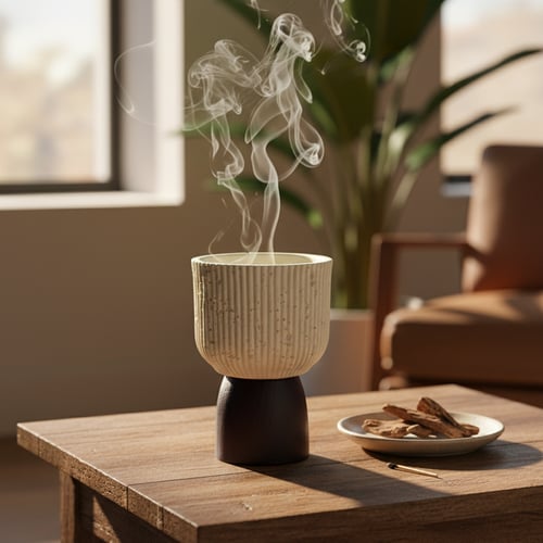 Concrete incense holder with a silver touch
