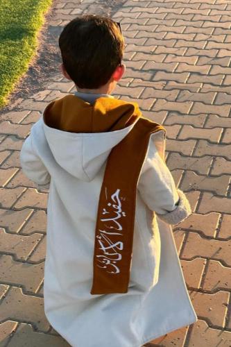 فروه للاطفال دبل فيس مع شال – جملي وبيج