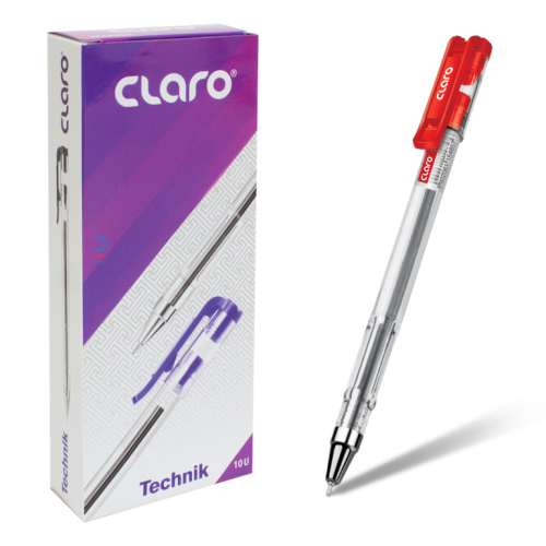 علبة 10 اقلام ,قلم حبر أحمر جاف تكنيك 0.7 ملم , كل...