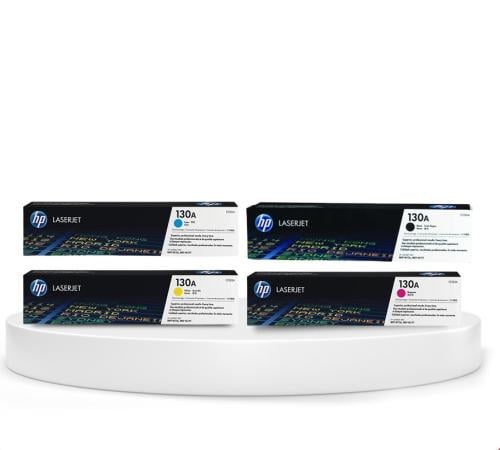 طقم حبر أتش بى ليزر جيت الأصلي HP 130 Aسود+ازرق+اص...