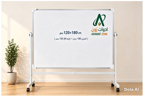 سبوره بيضاء مغناطيسية مقاس 180x120 مع حامل متحرك