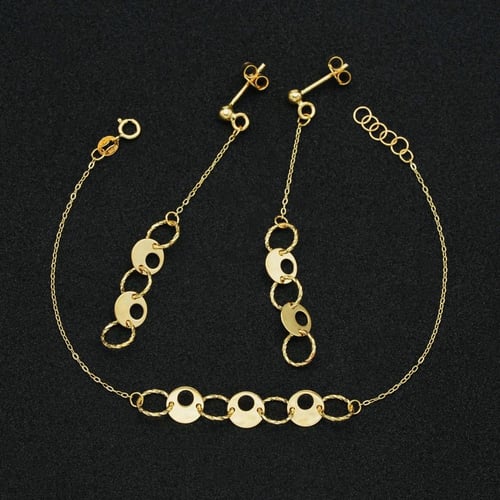 طقم ذهب ايطالي بدون خاتم عيار 18 (S4337)