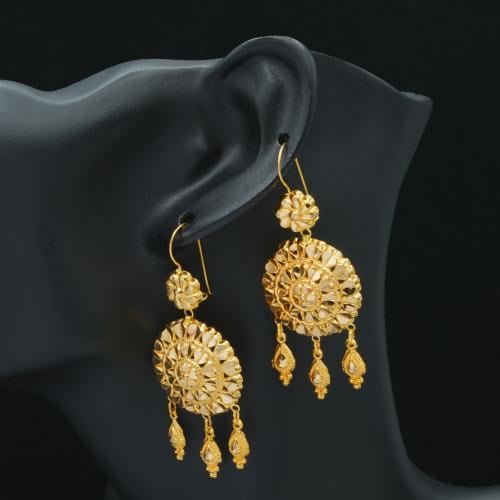 حلق ذهب كرسي جابر عيار 21 (E7509)