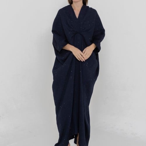 Maxi dress crepe fabric with glitter