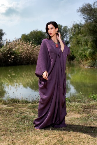 Maxi dress crepe fabric with glitter
