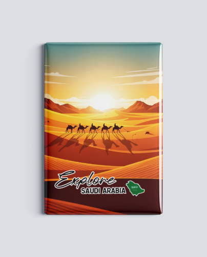 Magnet Rectangular Explore Saudi Arabia - Camels d...