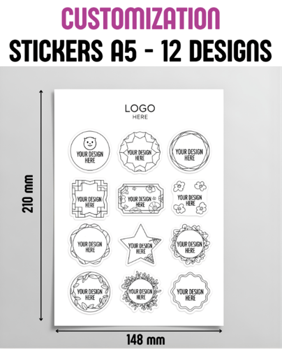 ورقة ملصقات A6 - 5 تصاميم - عبوة من 100