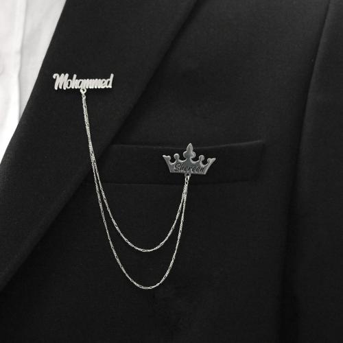 بروش الأسم الملكي مطلي - او فضة إسترليني عيار 925