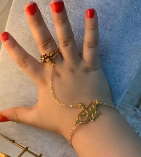 اسواره وخاتم بناتي مطلي بالذهب
