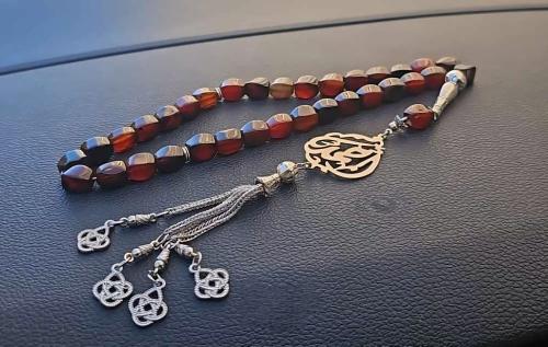 مسبحه عقيق برازيلي كبدي