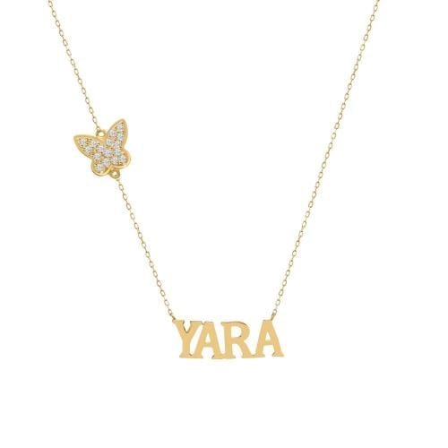 عقد اسمك من ذهب مع الفراشه الرقيقه