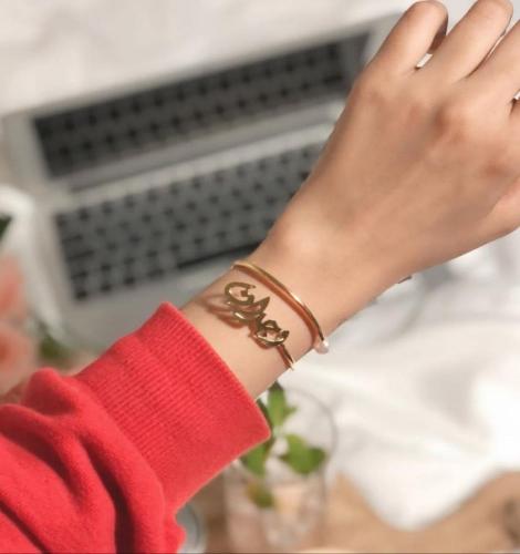 إسواره مطليه ذهب تصميم عربي انجليزي