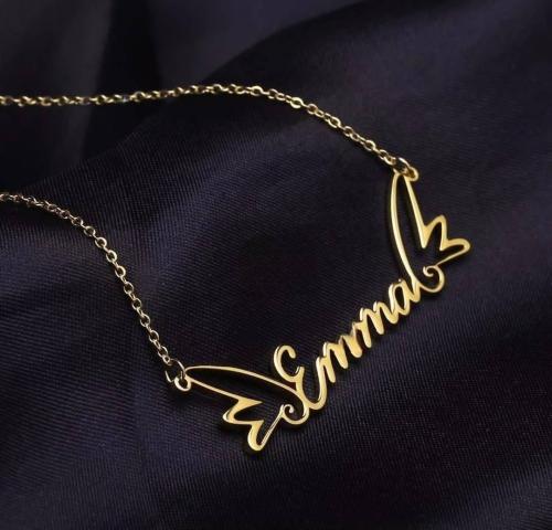 سلسال بلاسم مطلي بالذهب شكل جناح