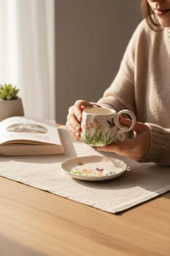 كوب سراميك مع صحن