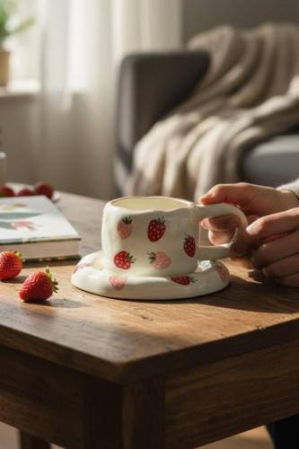 كوب سراميك مع صحن