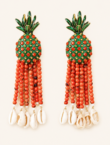 أقراط بوهيمية أناناس طويلة