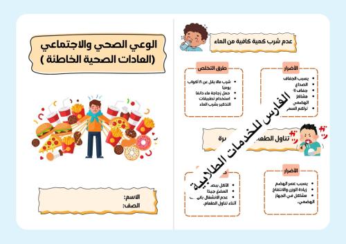 مطوية مشروع لغتي سادس الترم الثاني ( الوعي الصحي و...